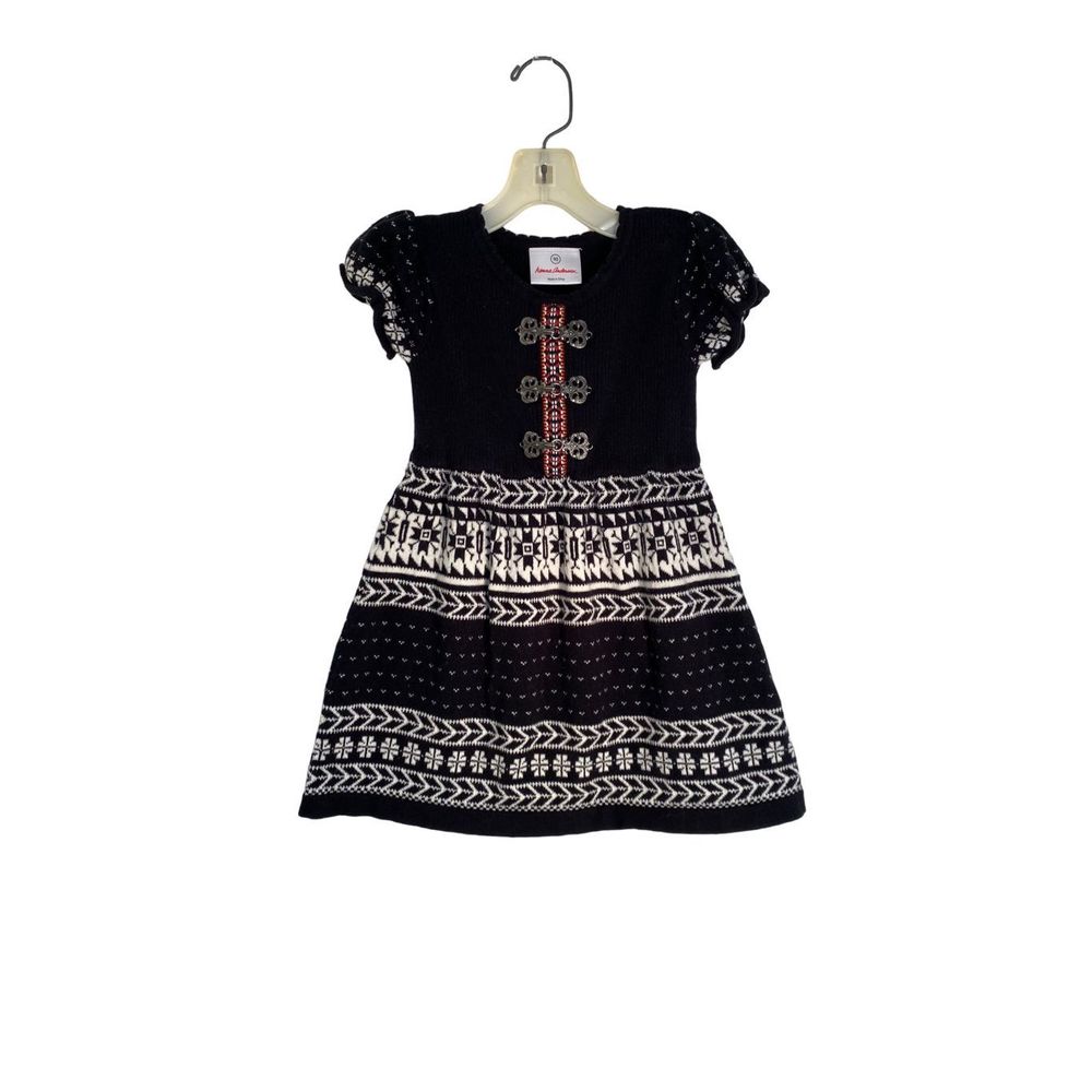 Hanna Andersson Black Knit Patterned Girls Dress